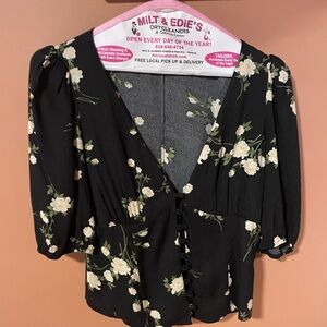 Floral Black Blouse